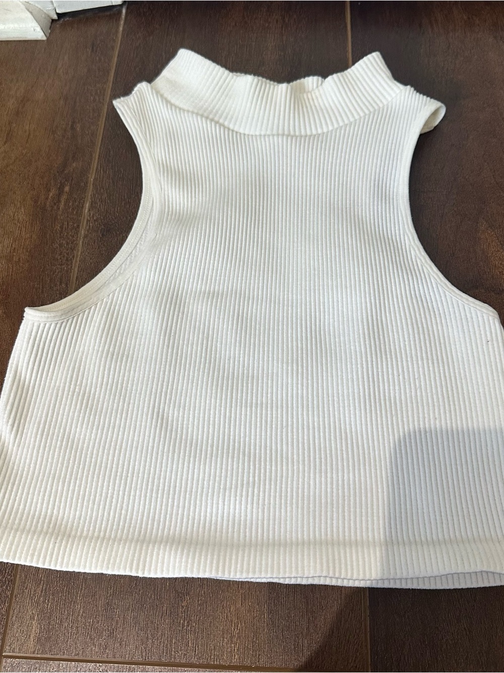 Sleeveless White Ribbed Crop Top
